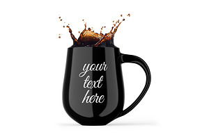 Glossy Mug W/ Coffee Splash Mockup