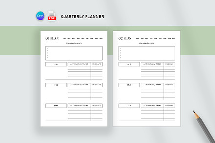 Editable Quarterly Planner, a Stationery Template by Design Zone