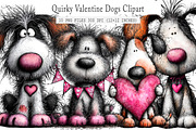 Quirky Valentine Dogs Clipart, an Animal Illustration by GatewayDesign (Thumbnail 1 of 3)