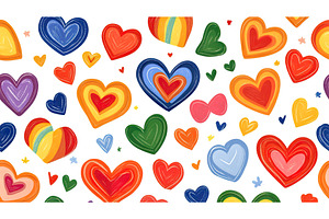 Cheerful Colorful Hearts Seamless, a Texture Illustration by Lermont51