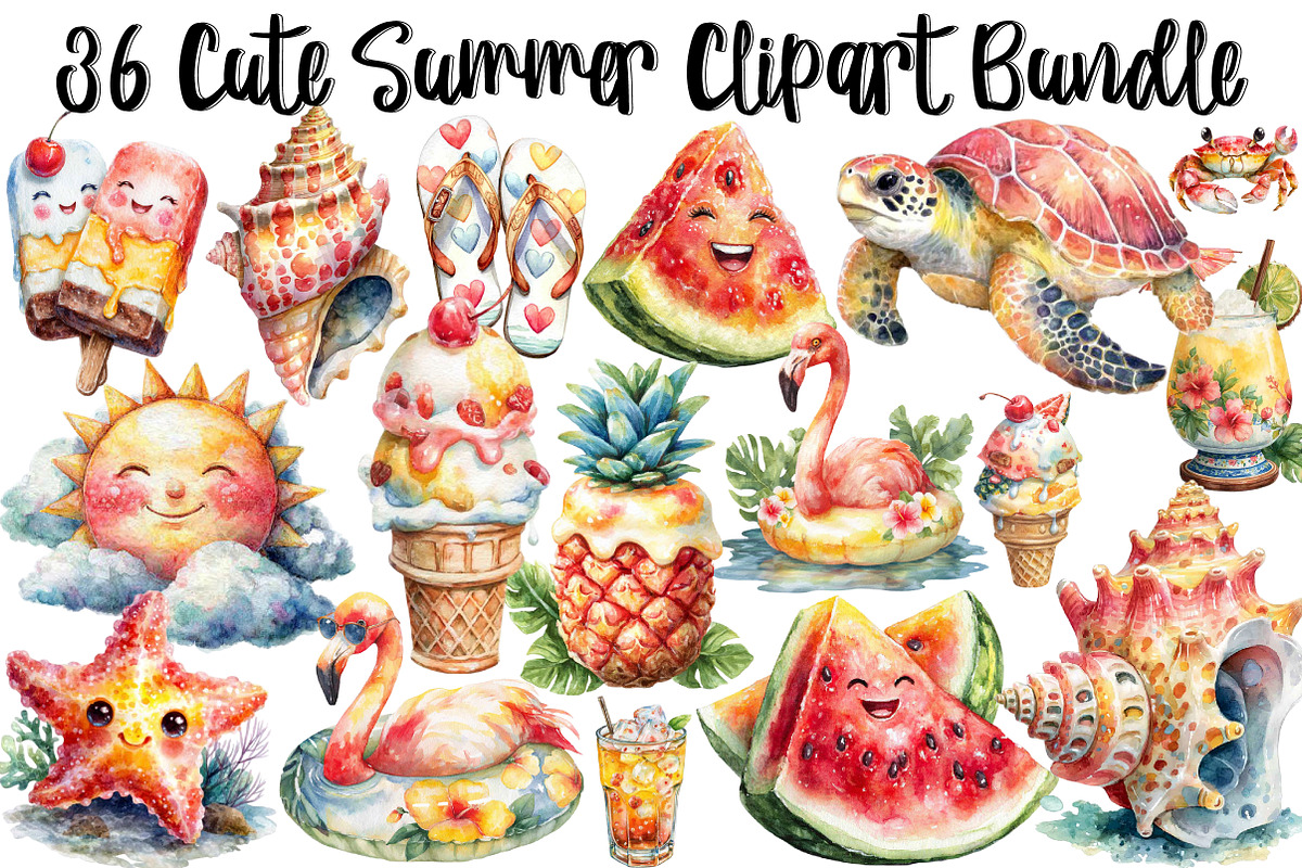 Cute Summer Clipart, a Graphic by CitraGraphics (Photo 1 of 5)