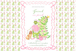 Grinch In Pink DIY Digital Clipart.