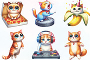 Funny Quirky Cats Clipart, an Illustration by CraftArtStudio (Thumbnail 2 of 6)