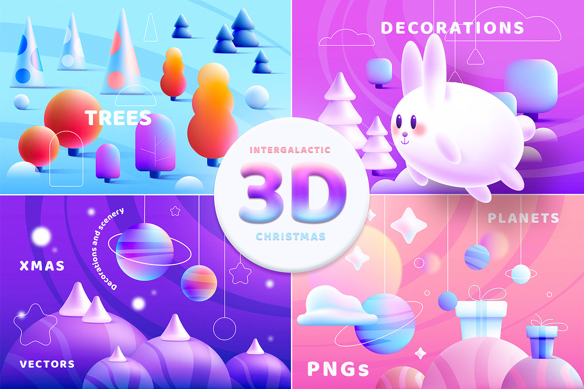 Intergalactic 3D Christmas, a Decorative Illustration by Polar Vectors (Photo 2 of 14)