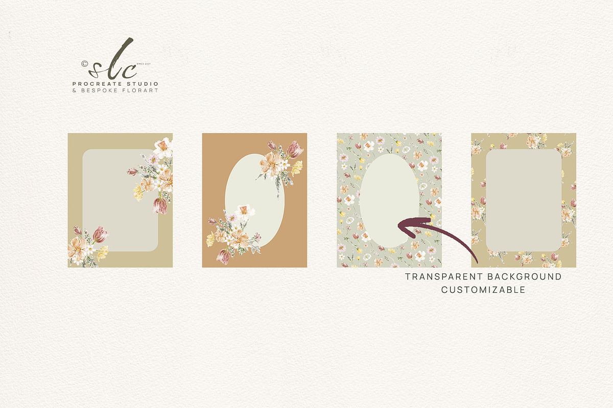 Vintage Floral Stamps Watercolor, a Seasonal Illustration by slowlivecreate (Photo 3 of 6)