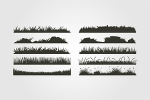 vector of grass silhouette template, an Object Illustration by lawoel