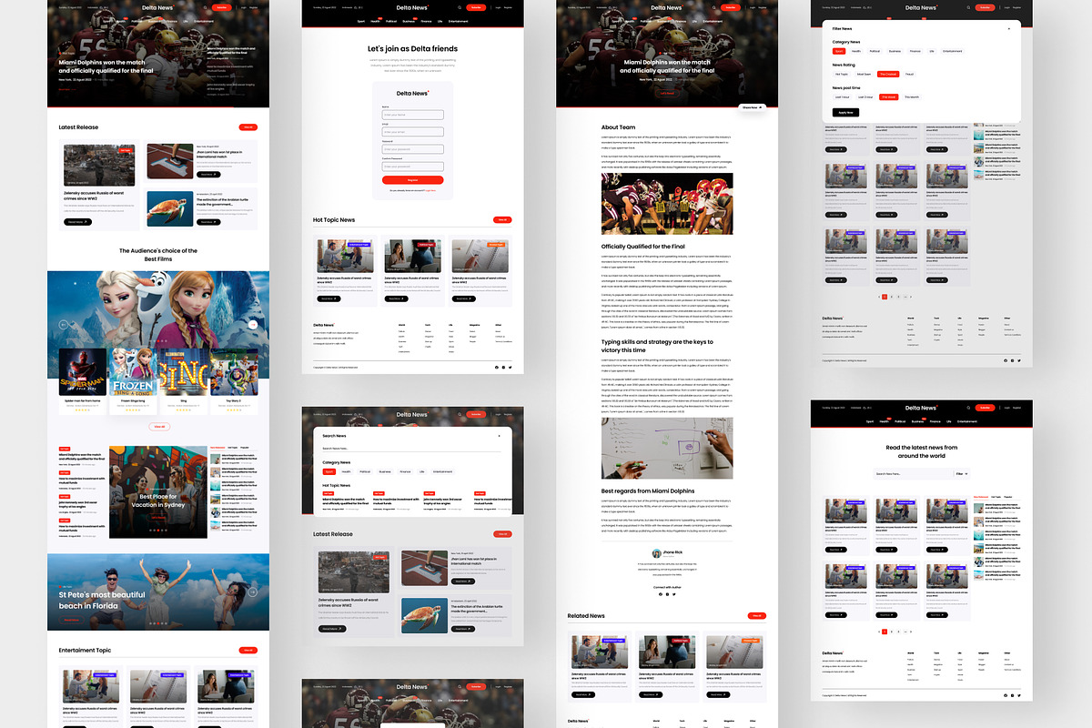 Delta News - Website uikit for news, an UI Kit Template by Minialis (Photo 6 of 6)