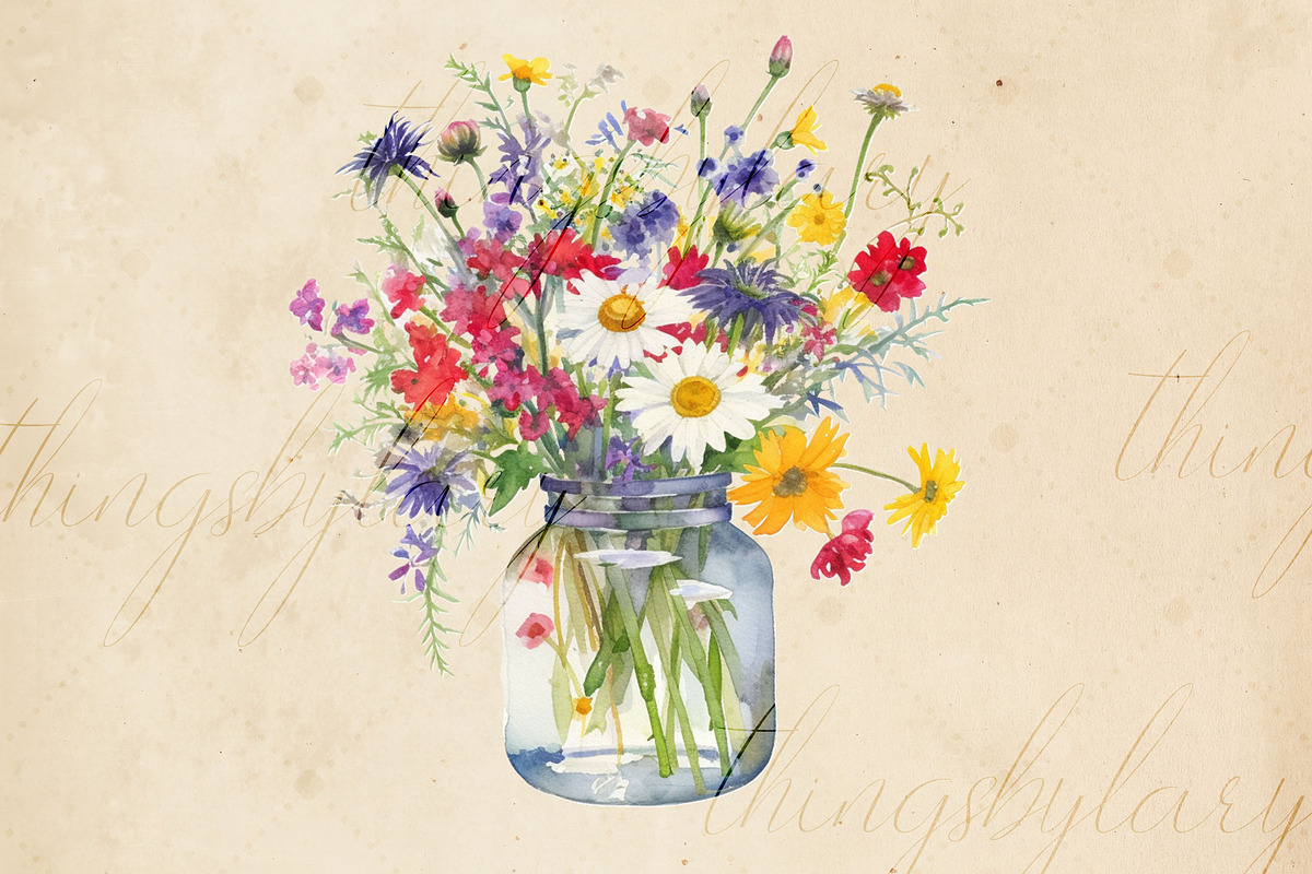 Wildflower in a Mason Jar PNG Images, an Object Graphic by ThingsbyLary (Photo 8 of 10)