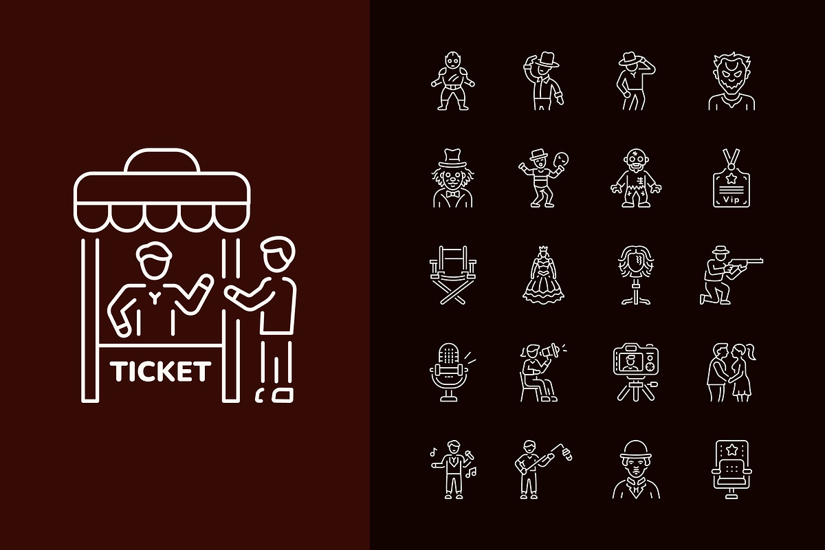 Movie Icon Art Set, an Outline Icon by Prosymbols (Photo 6 of 8)