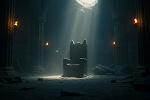 Ancient stone throne illuminated by, a Background Photo by professorinc