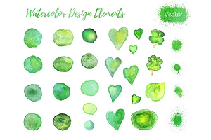 Set of watercolor design elements