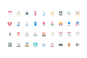 Home furniture sanitary icons, an Object Illustration by Lemberg Vector