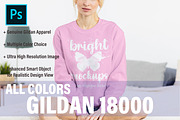 Gildan 18000 Sweatshirt Mock Up, a Print Template by BrightMockups (Thumbnail 1 of 3)