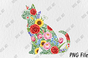 Flower Cat Png, Sublimation Design, a Seasonal Illustration by Rose Art (Thumbnail 1 of 4)