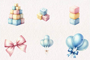 Watercolor Newborn Baby Clipart PNG, a Seasonal Illustration by CreationArt (Thumbnail 4 of 7)