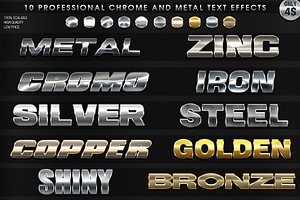 10 Pro Chrome And Metal Text Effects