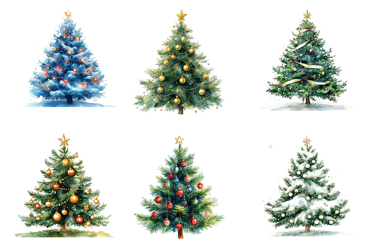 Whimsical Christmas Tree Clipart PNG, an Illustration by SinaCreation (Photo 3 of 7)