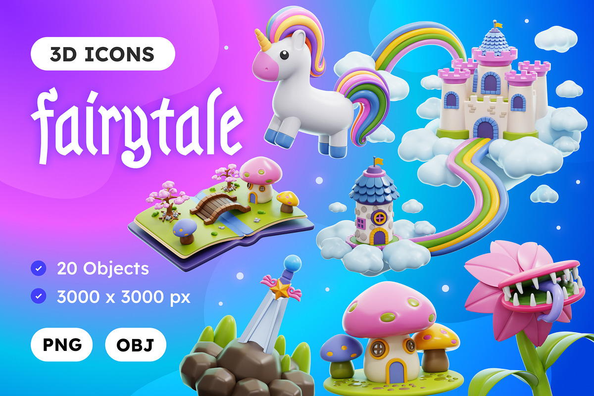 Fairytale 3D Icons, an Object 3D Model by Rakata Studio (Photo 1 of 7)