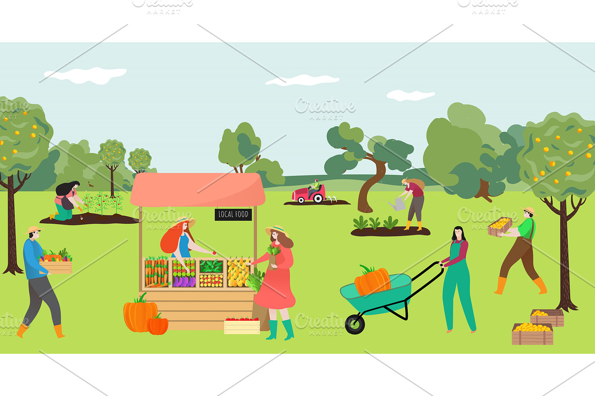 Group of people farmer together, a Food Illustration by VectorsBang