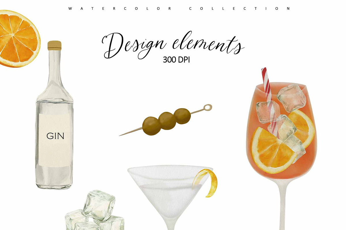 Martini & Aperol Spritz Watercolor, a Food Illustration by Sunshine Art (Photo 2 of 6)