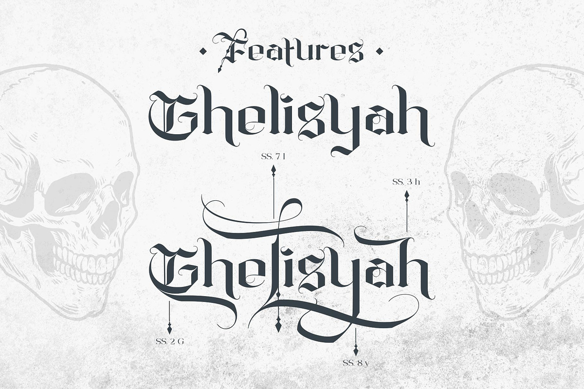 Ghelisyah Typeface, a Blackletter Font by alit design (Photo 9 of 15)