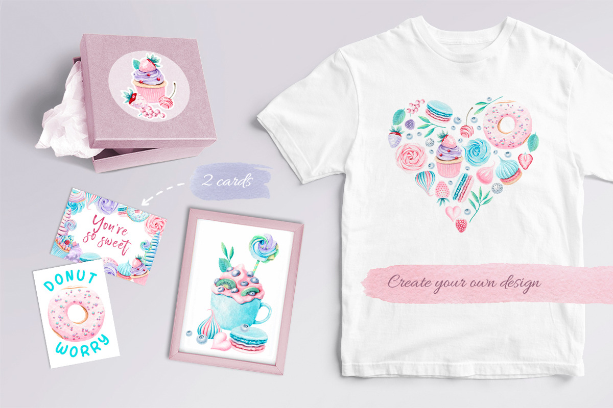 Sweet dessert watercolor set, a Food Illustration by MariArtySpace (Photo 4 of 8)