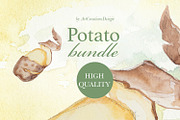 Potato Watercolor Clipart Bundle, a Food Illustration by ArtCreationsDesign (Thumbnail 6 of 6)