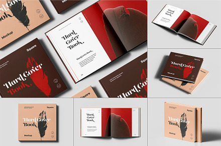 Hard Cover Square Book Mock-up, an Advertising Mockup by zippypixelstudio