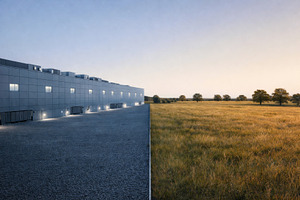 Data center juxtaposed with open field, illustrating contrast be, a Photo by Dvoevnore photos