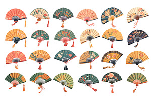 Hand fans. Asian decorated floral, an Object Illustration by Stock-Smart-Start