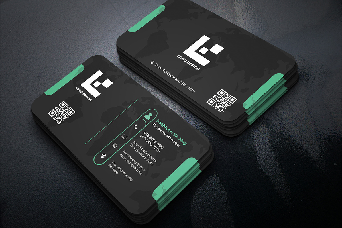 Modern Dark Business Card PSD preview 2
