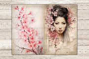 Cherry Blossom Junk Journal Pages, a Person Illustration by GlamArtZhanna (Thumbnail 3 of 10)