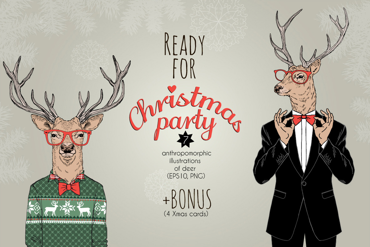 Christmas anthropomorphic deer, an Animal Illustration by @olga.angelloz (Photo 1 of 3)