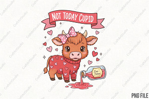 Cupid Funny Highland Cow PNG, an Illustration by CraftArtStudio