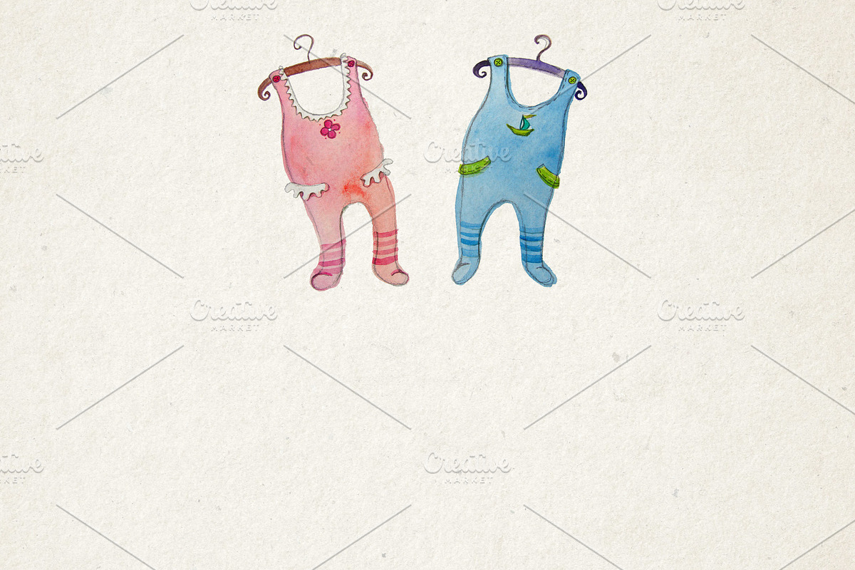 Twins baby arrival card, a Decorative Illustration by rebekka_ivacson