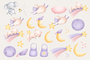 Baby Animals Good Night Clipart