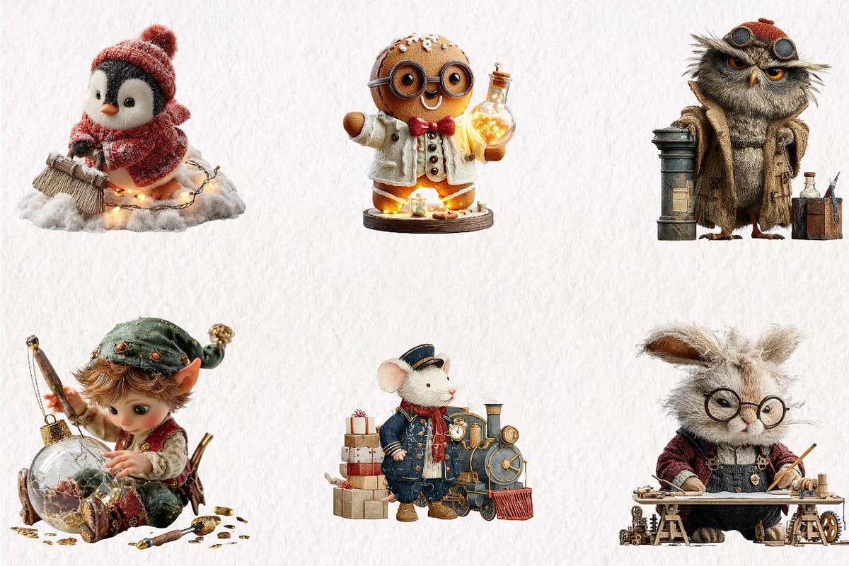 Whimsical Christmas Little Worker, a Seasonal Illustration by CreationArt (Photo 2 of 7)