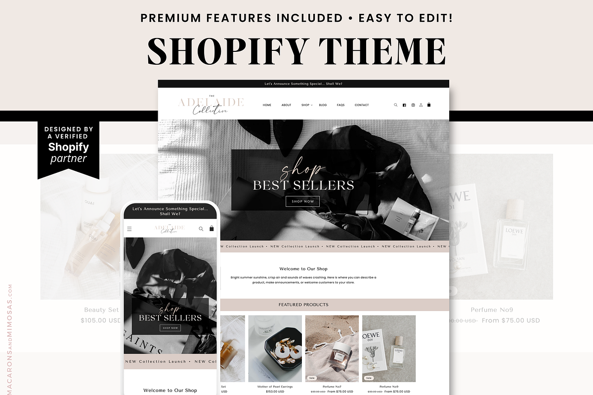 Minimal Shopify Theme, a Shopify Template by Macarons and Mimosas (Photo 1 of 10)
