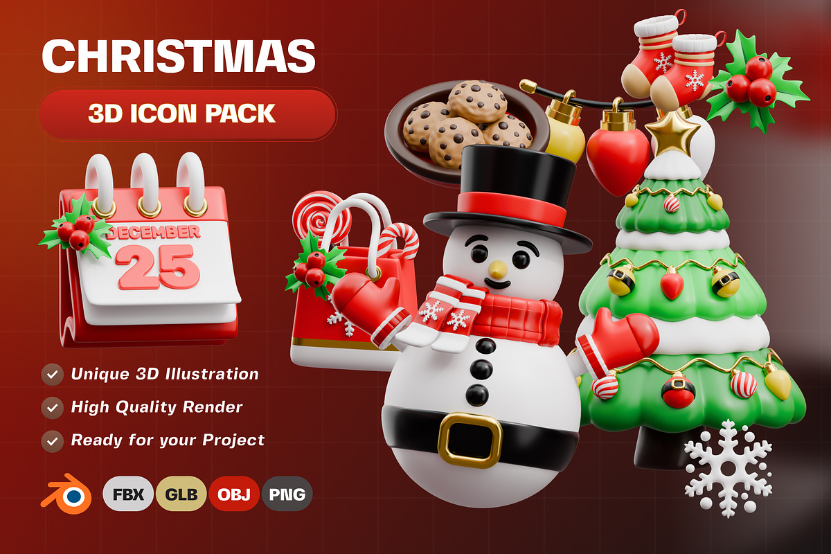 Christmas Icon 3D Pack, an Object 3D Model by Haps Space (Photo 1 of 4)