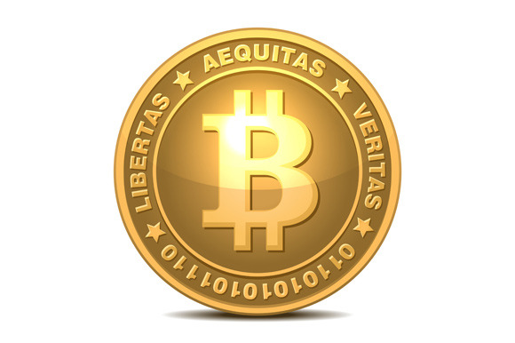 Bitcoins Isolated On White