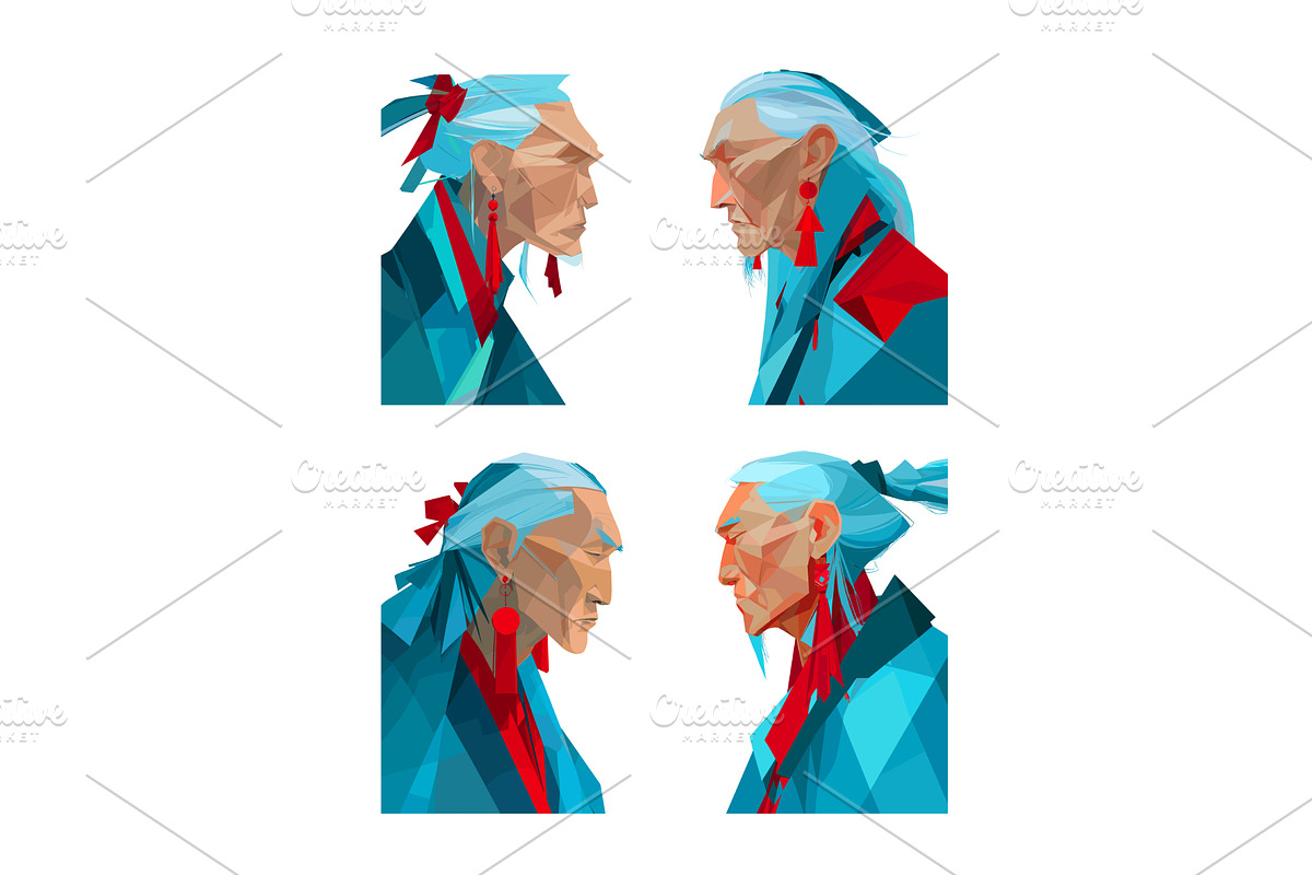 Asian male portrait poligonal, a Person Illustration by Onyx