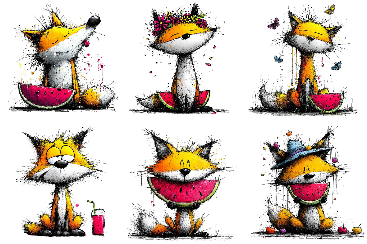 Summer Fox Enjoy Watermelon Clipart, an Illustration by DreamPrint404 (Photo 6 of 7)