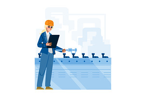 Female engineer measuring products, an Illustration by pikepicture