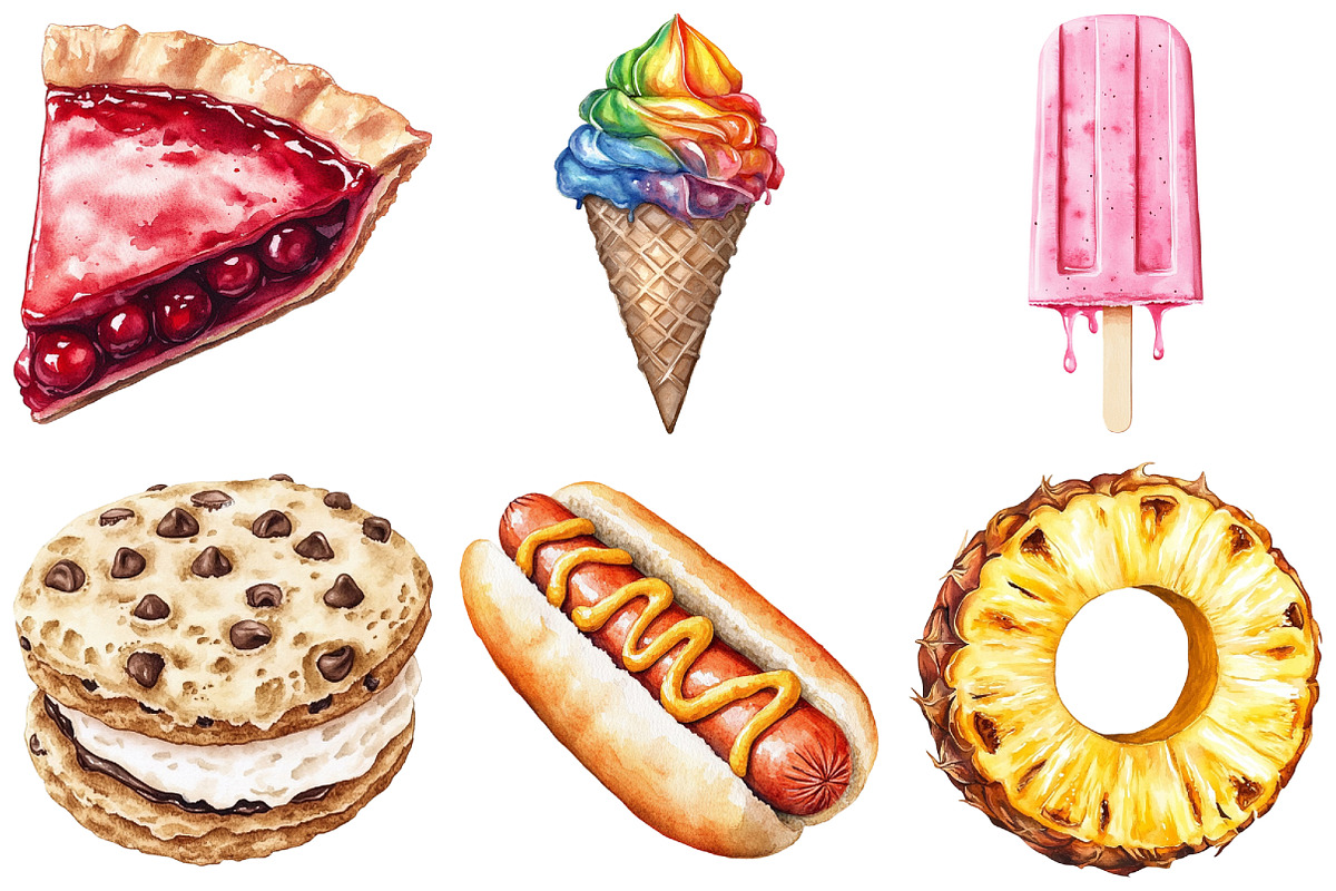Watercolor Summer Foods Clipart, an Illustration by Craft Nest (Photo 5 of 6)