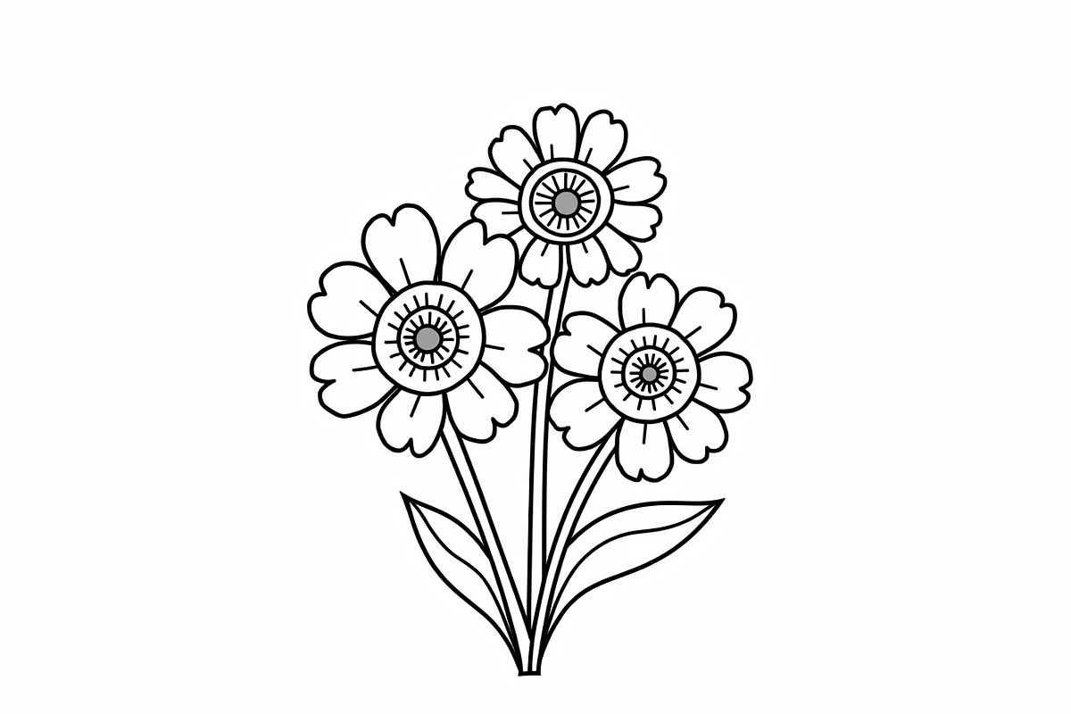 Flower Line Art Coloring Pages Bundl, an Illustration by Artivon (Photo 3 of 9)