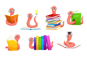 Cartoon bookworm characters, an Animal Illustration by Vector Tradition