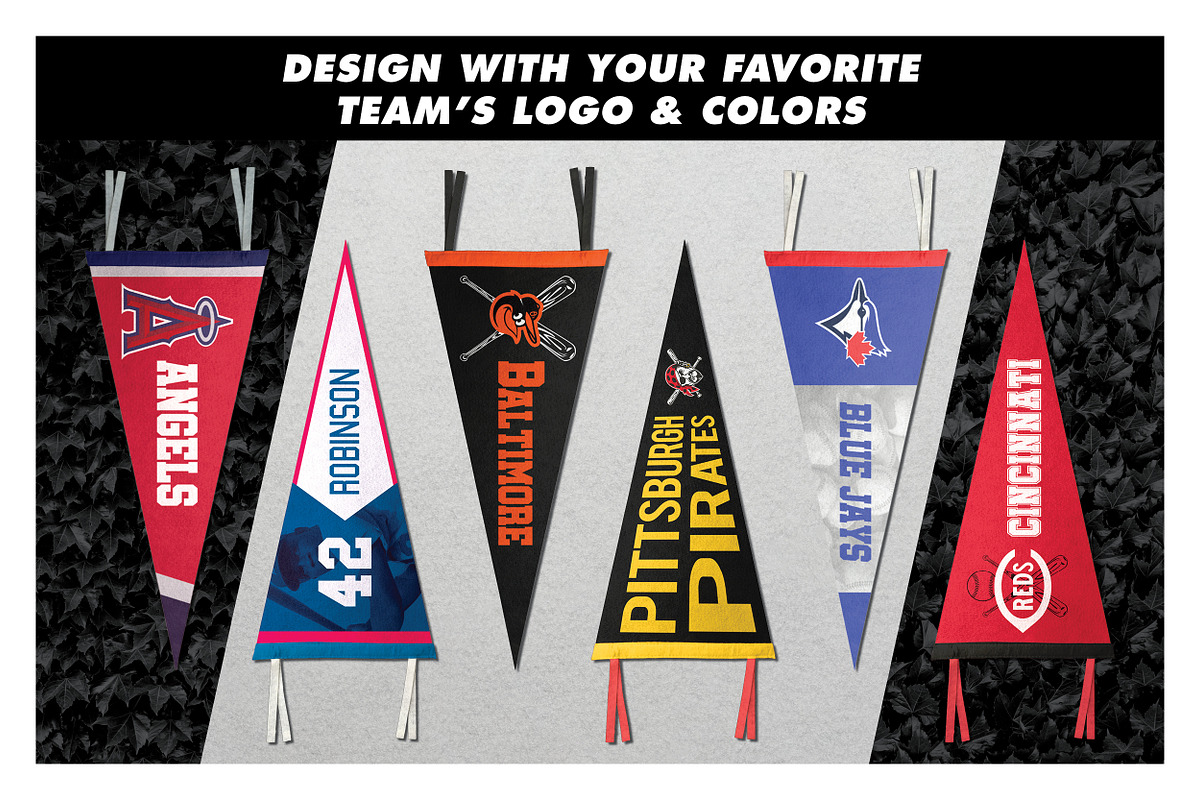 Screen-Printed Felt Pennant Creator, a Product Mockup by Chris Weibring (Photo 13 of 13)