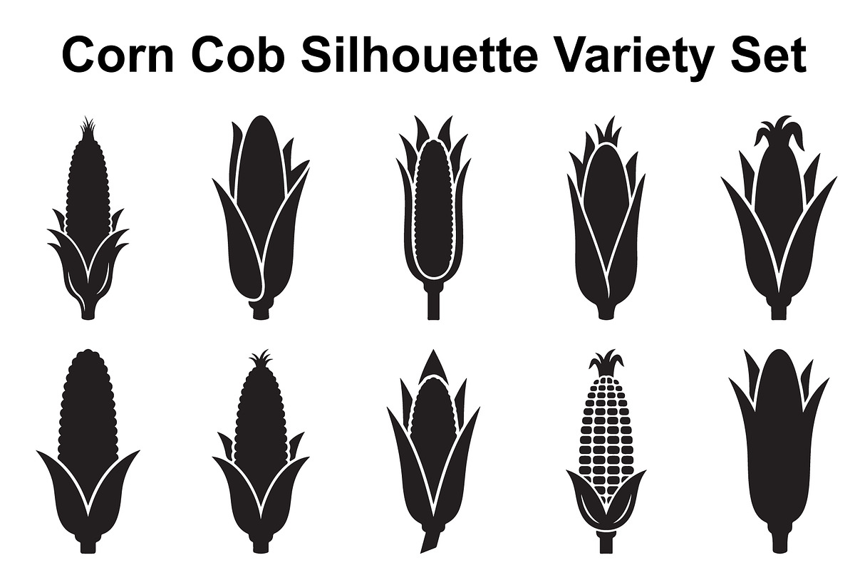 Fresh Corn Cob Silhouette Variety, an Object Graphic by Designer_Momina (Photo 1 of 3)