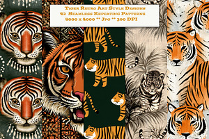 Tiger Retro Art Style Designs