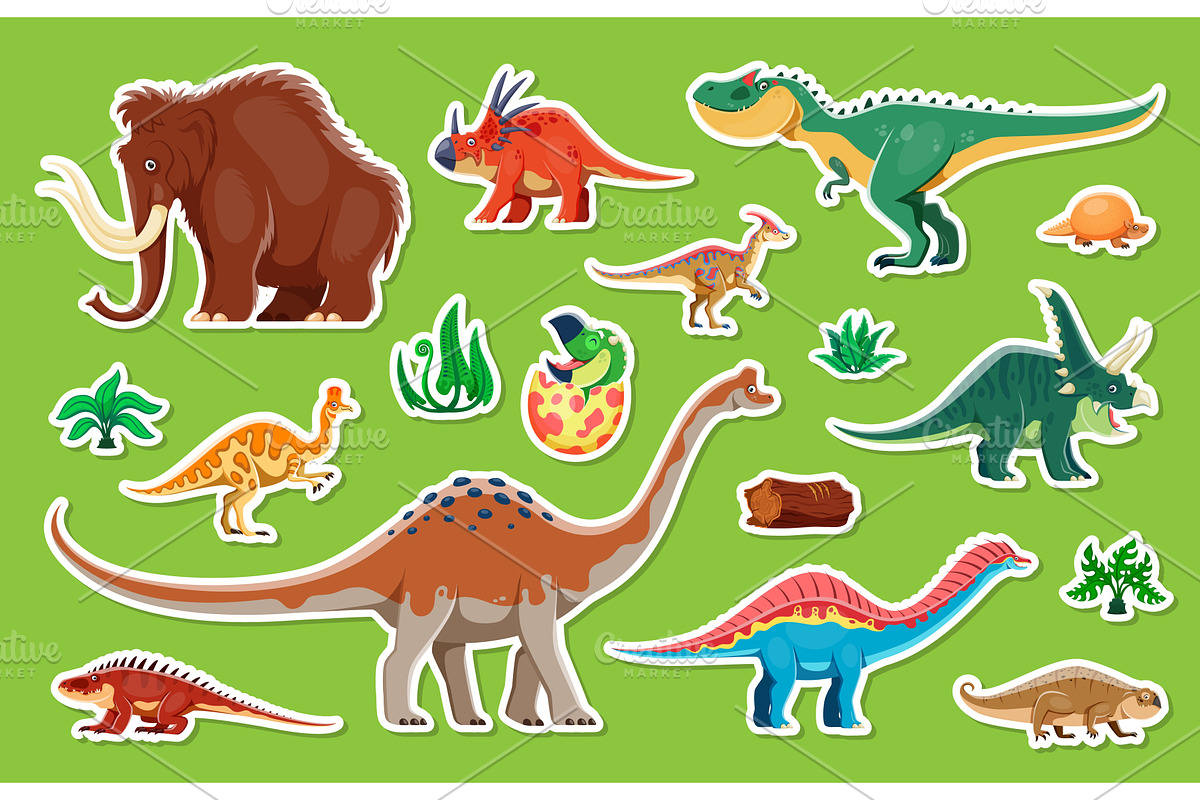 Dinosaur characters stickers, an Animal Illustration by Vector Tradition